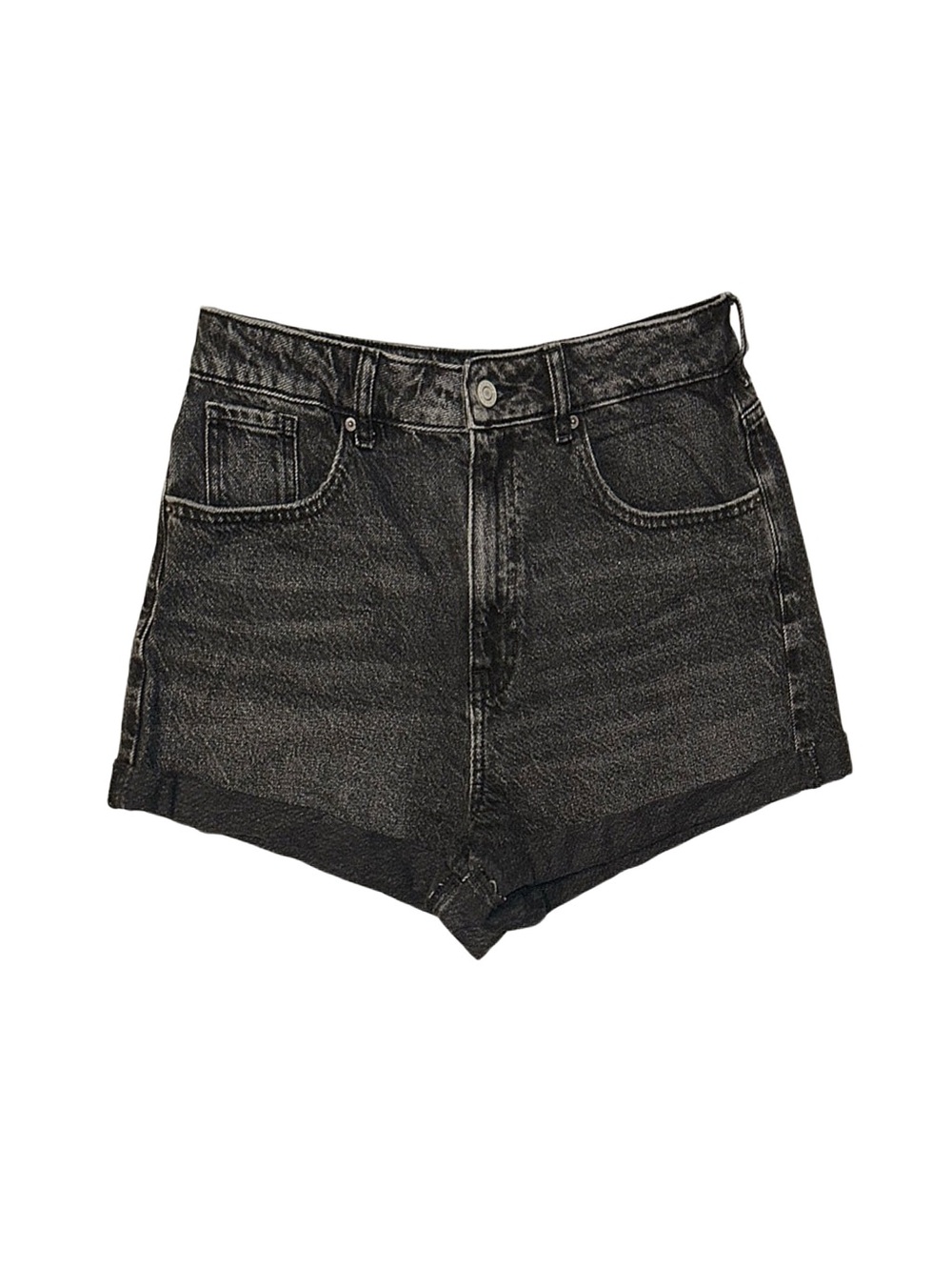 PACSUN Black Denim Mom Shorts